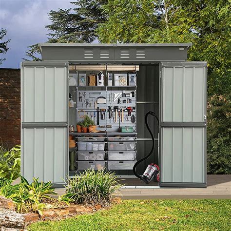 galvanized steel outdoor cabinet|Domi Outdoor Storage Shed 6' x 4.5’, Metal Garden Shed with .